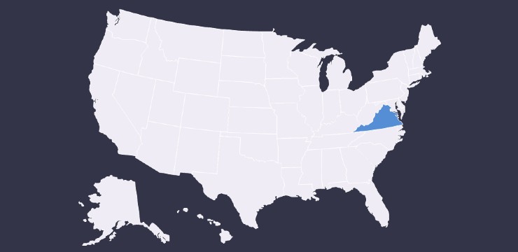 United States map with Virginia highlighted