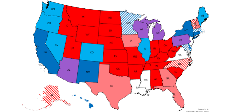 General Midterm Election Updates map of The United States