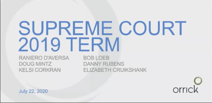 cover slide for Supreme Court 2019 Term webinar