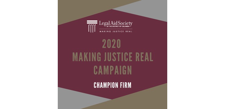 graphic recognizing Champion Form for 2020 Making Justice Real Campaign