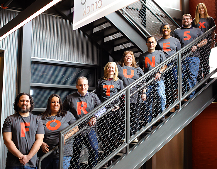 photo of Orrick staff celebrating 5 times as Fortune Best Place to Work