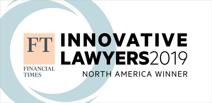graphic with Financial Times logo, recognizing Orrick as Innovative Lawyers 2019 North America Winner