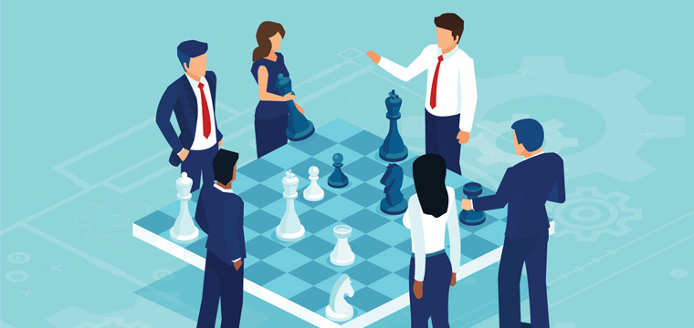 strategy - business people with chess board